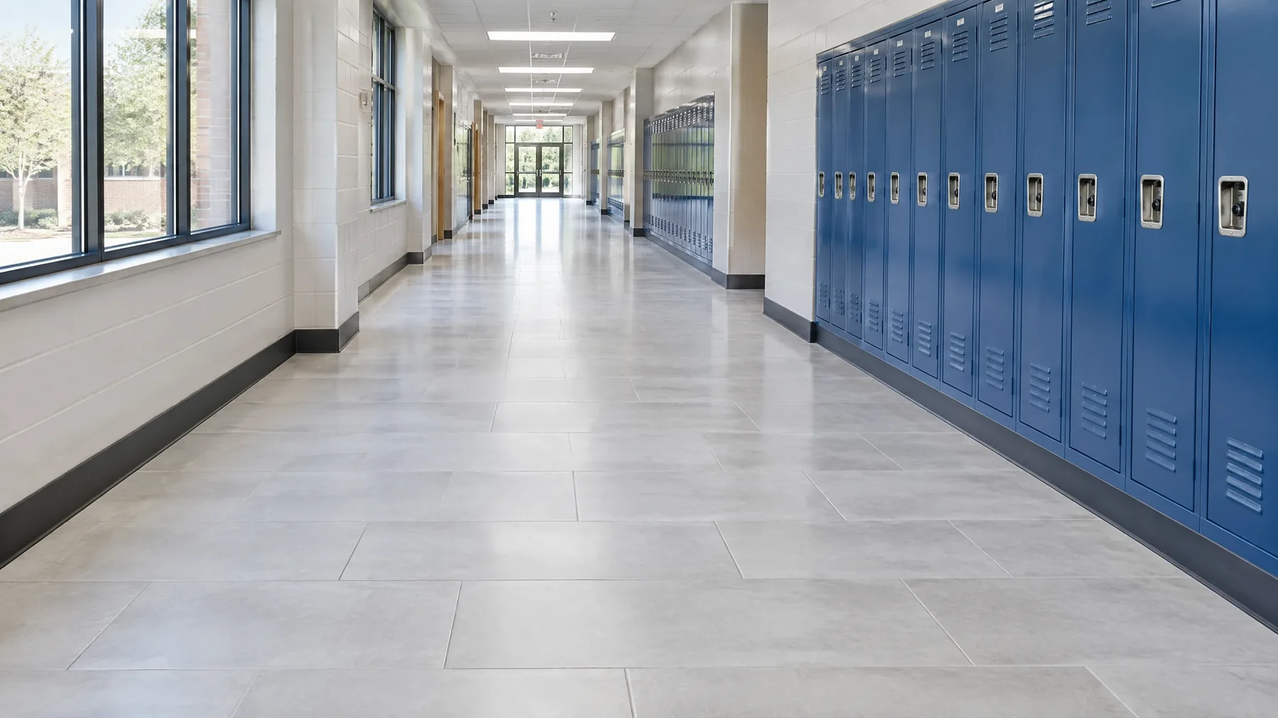 institutional flooring example — fellowship hall porcelain tile floor
