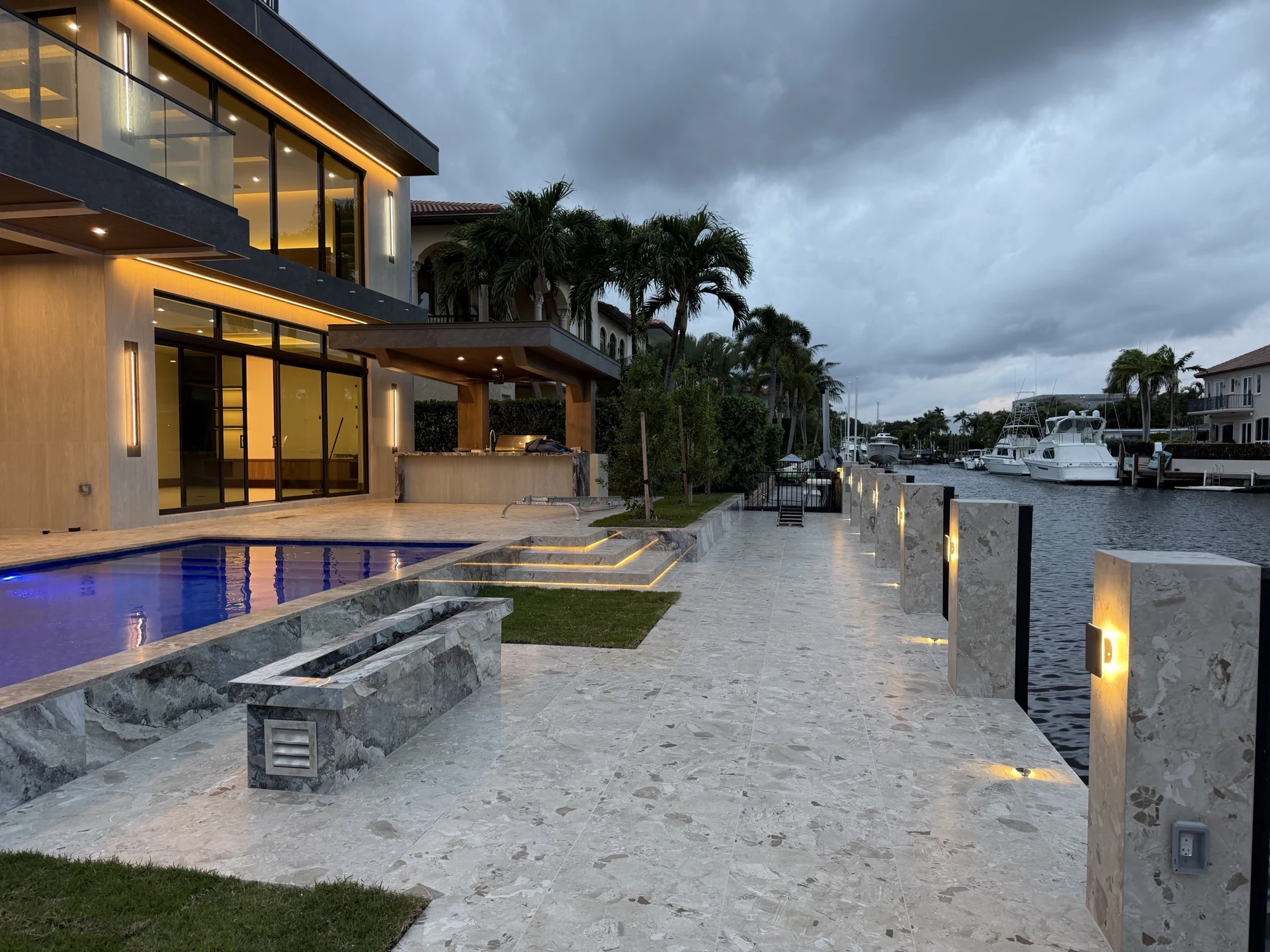 Waterfront Estate — Exterior Stone & Dock Tile