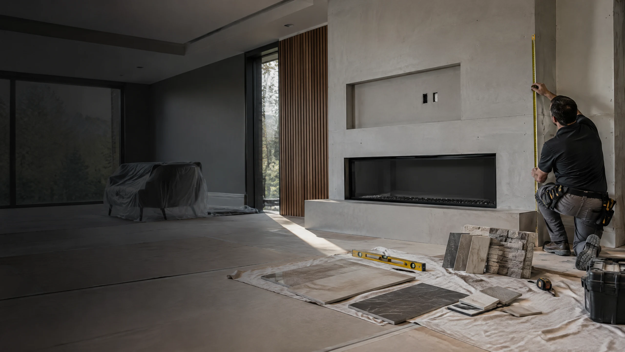 fireplace surround planning scene