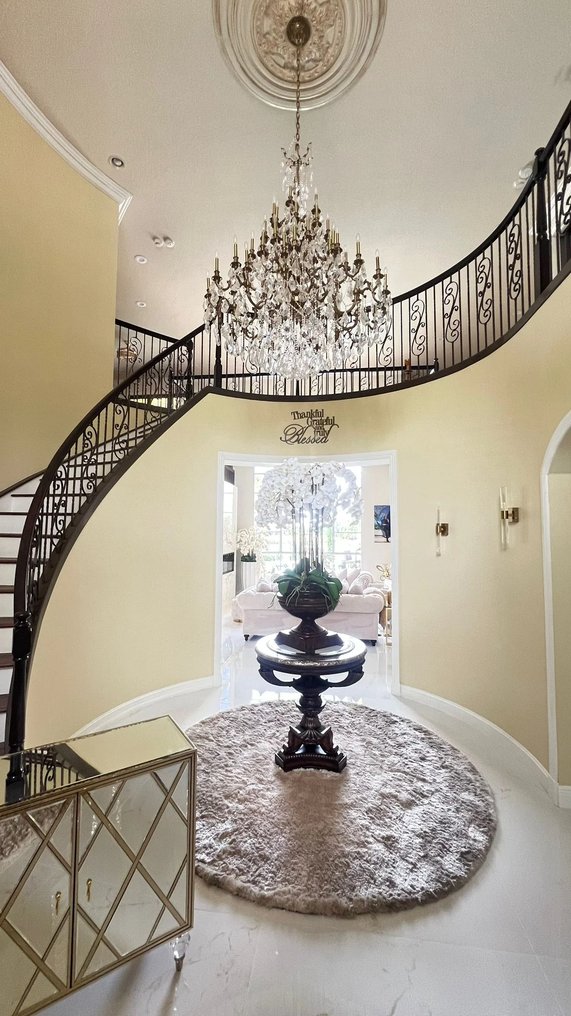 Grand Foyer — Marble Fireplace & Flooring